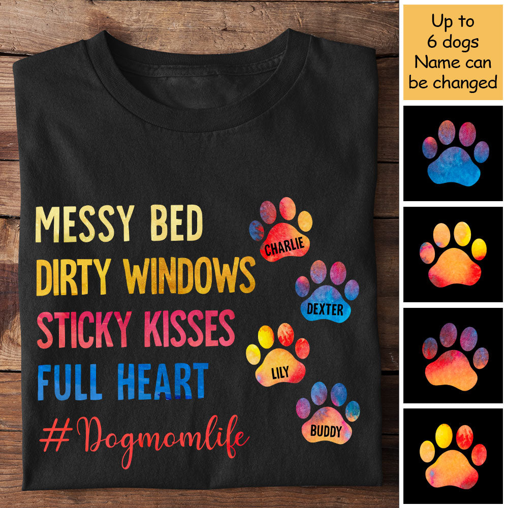 Sticky Kisses Full Heart - Dog Mom Life - Personalized Unisex T-Shirt.
