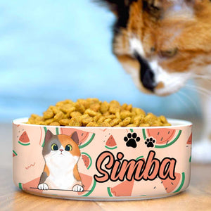 Summer Fruit, Gift For Cat Lovers - Personalized Custom Cat Bowls.