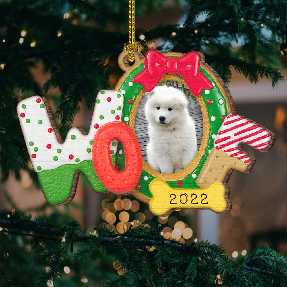 Biscuit Woof pour Noël - Décoration de Noël personnalisée en bois