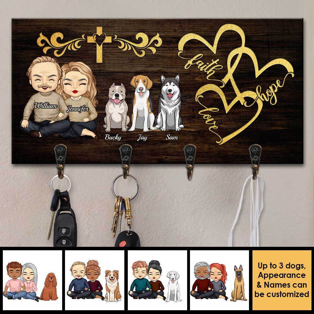 Foi, espoir et amour en famille - Porte-clés personnalisé, porte-clés - Cadeau pour les amoureux des animaux