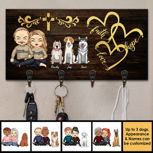 Foi, espoir et amour en famille - Porte-clés personnalisé, porte-clés - Cadeau pour les amoureux des animaux