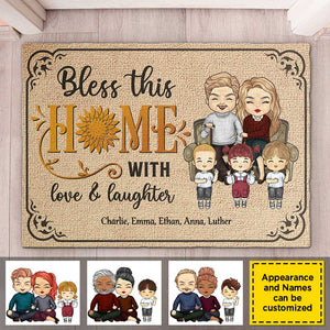 Bénissez cette maison avec amour et rires - Tapis décoratif personnalisé - Cadeaux d'anniversaire, cadeau pour couples, mari et femme