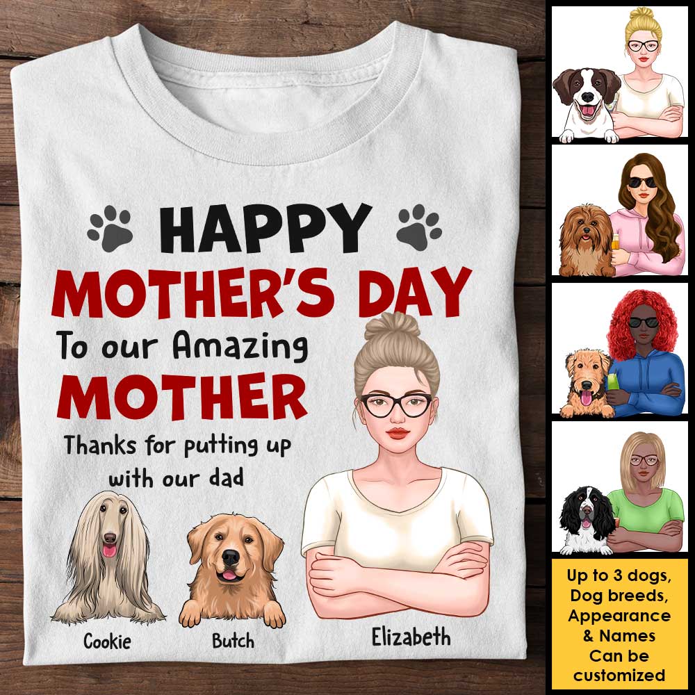 Bonne fête des Mères à notre merveilleuse maman ! Merci d'avoir supporté notre papa ! Cadeau pour la fête des Mères, t-shirt unisexe personnalisé, sweat à capuche