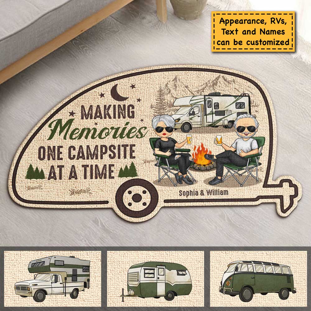 La maison est là où nous la garons - Tapis décoratif personnalisé - Cadeau pour les couples, cadeau pour les amateurs de camping
