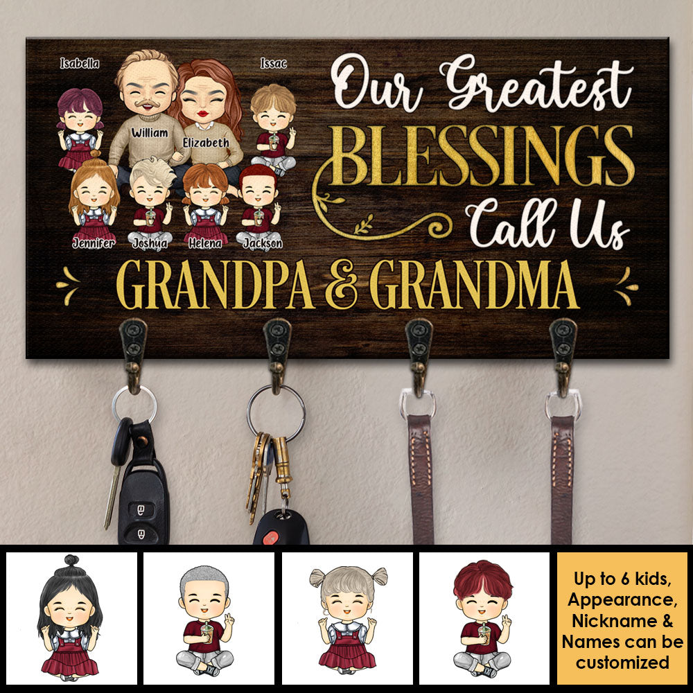 Nos plus grandes bénédictions nous appellent grands-parents - Porte-clés personnalisé, porte-clés - Cadeau pour couples, mari et femme