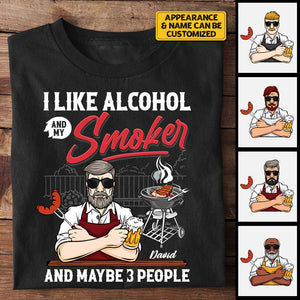 J'aime l'alcool et mon fumeur - T-shirt unisexe personnalisé, sweat à capuche - Cadeau pour papa, grand-père