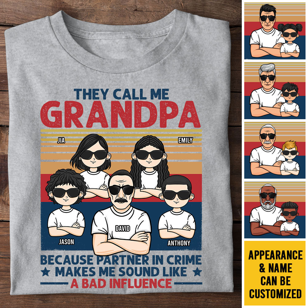On m'appelle grand-père au lieu de partenaire de crime - T-shirt unisexe personnalisé, sweat à capuche - Cadeau pour papa