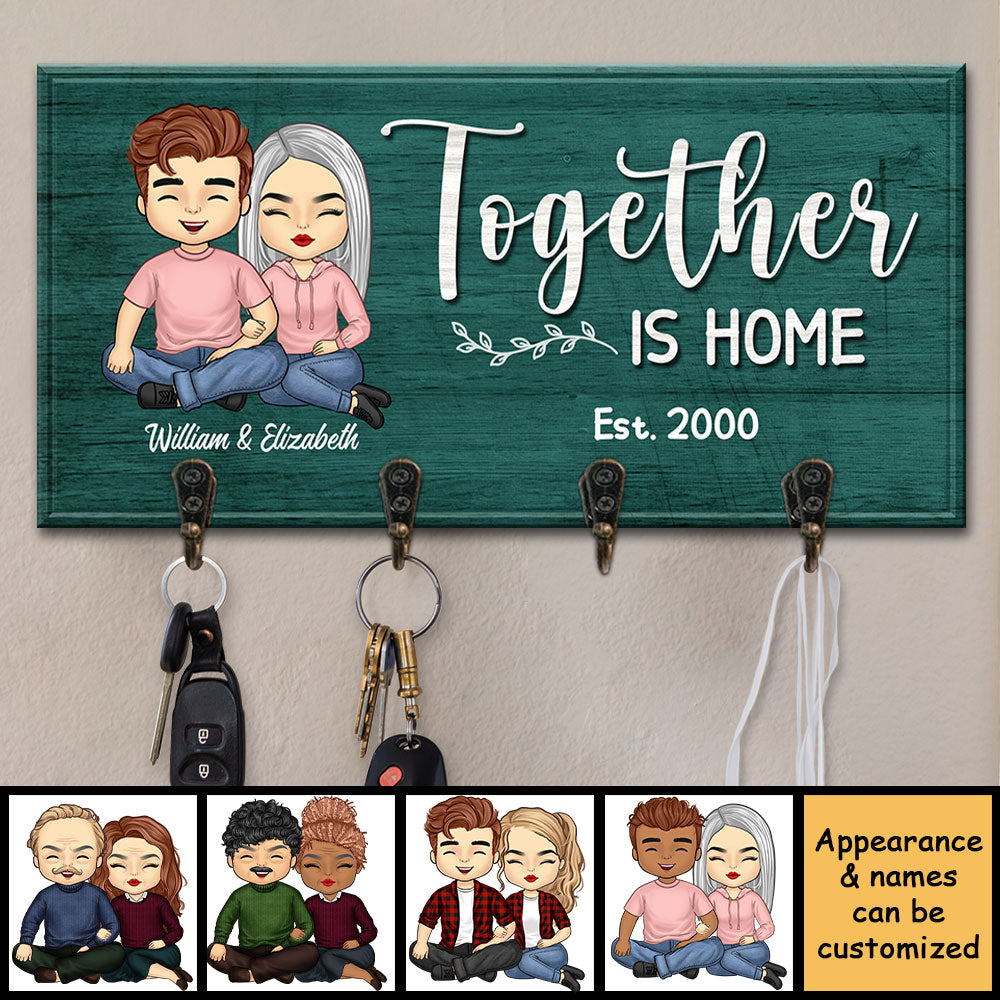 Ensemble, c'est la maison - Porte-clés personnalisé, porte-clés - Cadeau pour couple, mari et femme