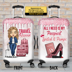 All I Need Is My Lipstick & Pumps - Gift For Bestie, Personalized Luggage Cover