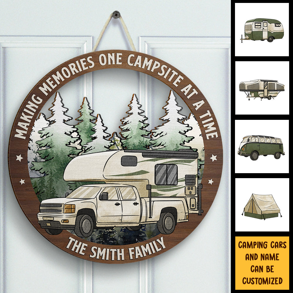 Welcome To Our Campsite, The Best Memories Are Made Camping - Personalized Door Sign.