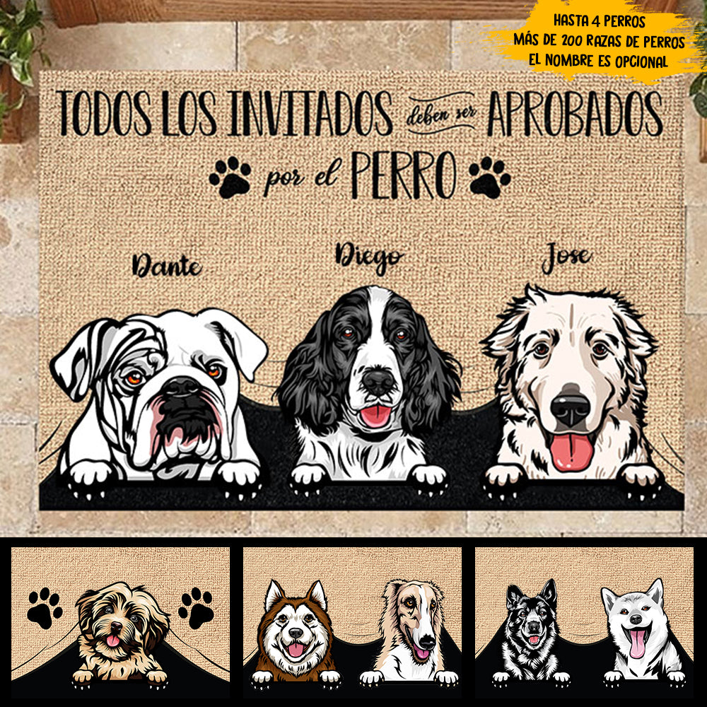 Todos los invitados deben ser aprobados por el perro Spanish - Funny Personalized Dog Decorative Mat.