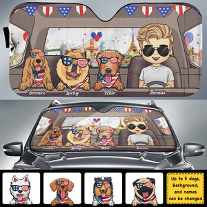 Pare-soleil personnalisé pour chien du 4 juillet - Cadeau pour les amoureux des animaux
