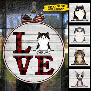 Love Cat - Funny Personalized Cat Door Sign.