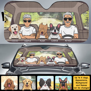 Road trip avec chiens - Pare-soleil auto personnalisé - Cadeau pour couple, mari et femme