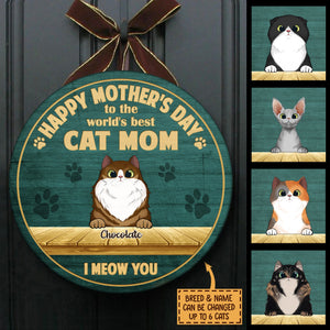 Happy Mother's Day To The Best Cat Mom - Funny Personalized Cat Door Sign.