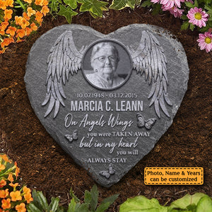 Sur les ailes des anges, tu as été emporté – Pierre commémorative personnalisée, pierre tombale humaine – Télécharger une image, cadeau commémoratif, cadeau de condoléances
