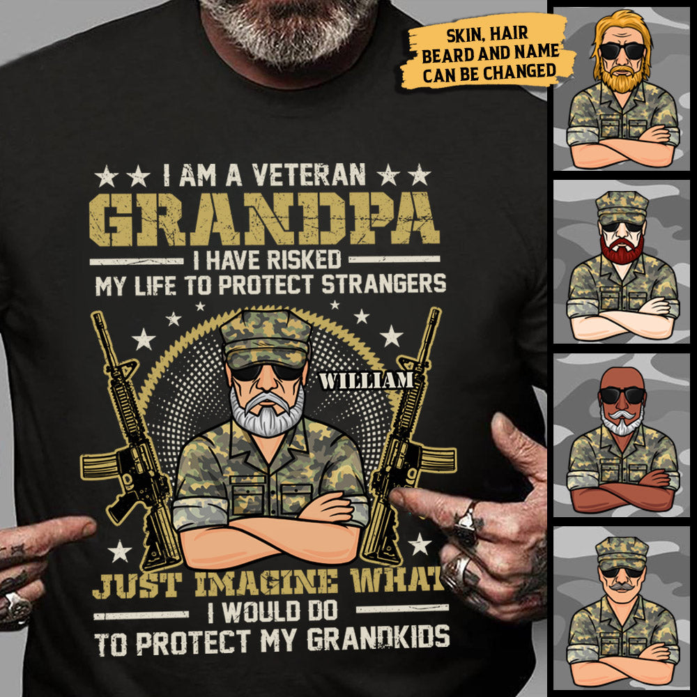 I Am A Veteran Grandpa - Gift For 4th Of July - Personalized Unisex T-Shirt.