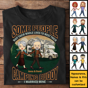 J'ai épousé mon compagnon de camping idéal - T-shirt unisexe personnalisé, sweat à capuche, sweat-shirt - Cadeau pour couple, mari, femme, anniversaire, fiançailles, mariage, mariage, cadeau de camping