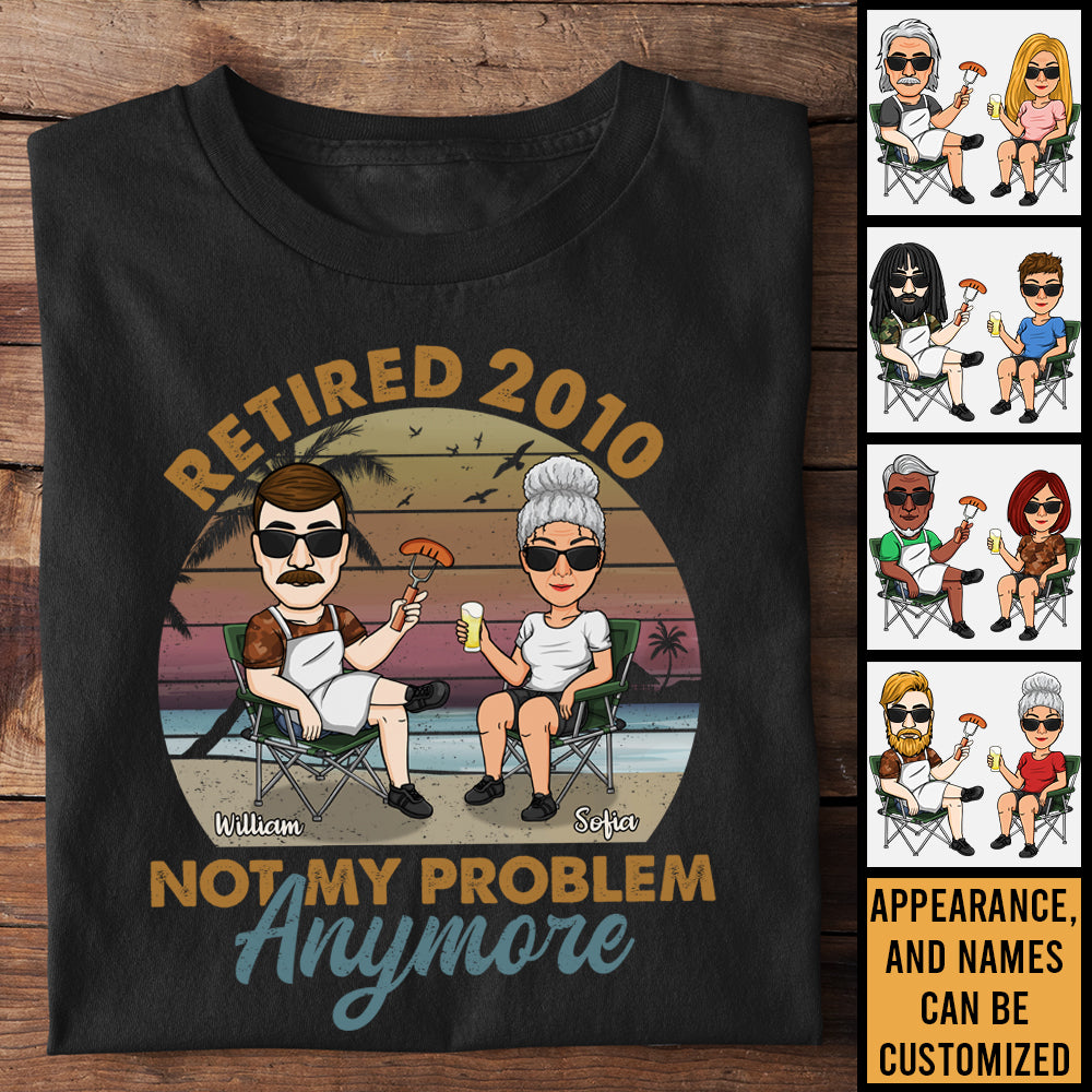 Ce n'est plus mon problème - T-shirt unisexe personnalisé, sweat à capuche, sweat-shirt - Cadeau pour couple, mari, femme, anniversaire, fiançailles, mariage, mariage, cadeau de camping