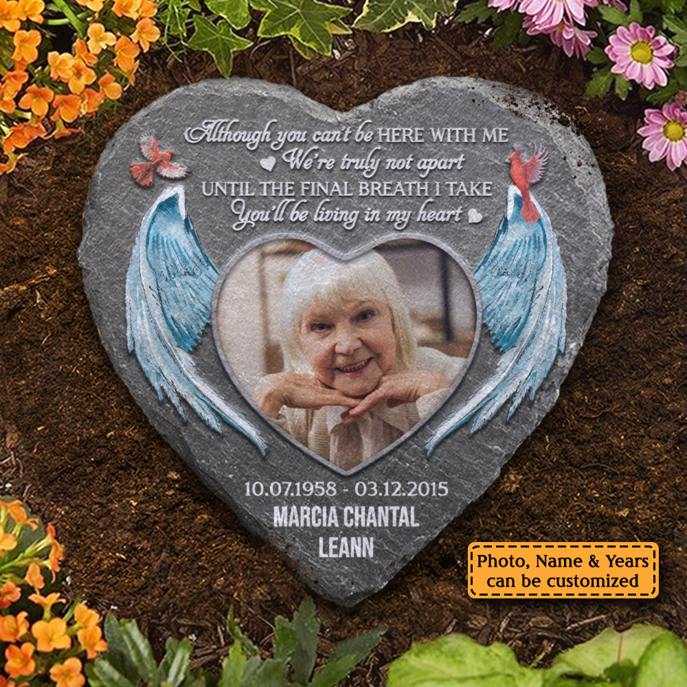 Même si tu ne peux pas être ici avec moi, nous ne sommes vraiment pas séparés - Pierre commémorative personnalisée, marqueur de tombe humain - Télécharger une image, cadeau commémoratif, cadeau de sympathie