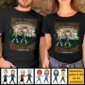 J'ai épousé mon compagnon de camping idéal - T-shirt unisexe personnalisé, sweat à capuche, sweat-shirt - Cadeau pour couple, mari, femme, anniversaire, fiançailles, mariage, mariage, cadeau de camping