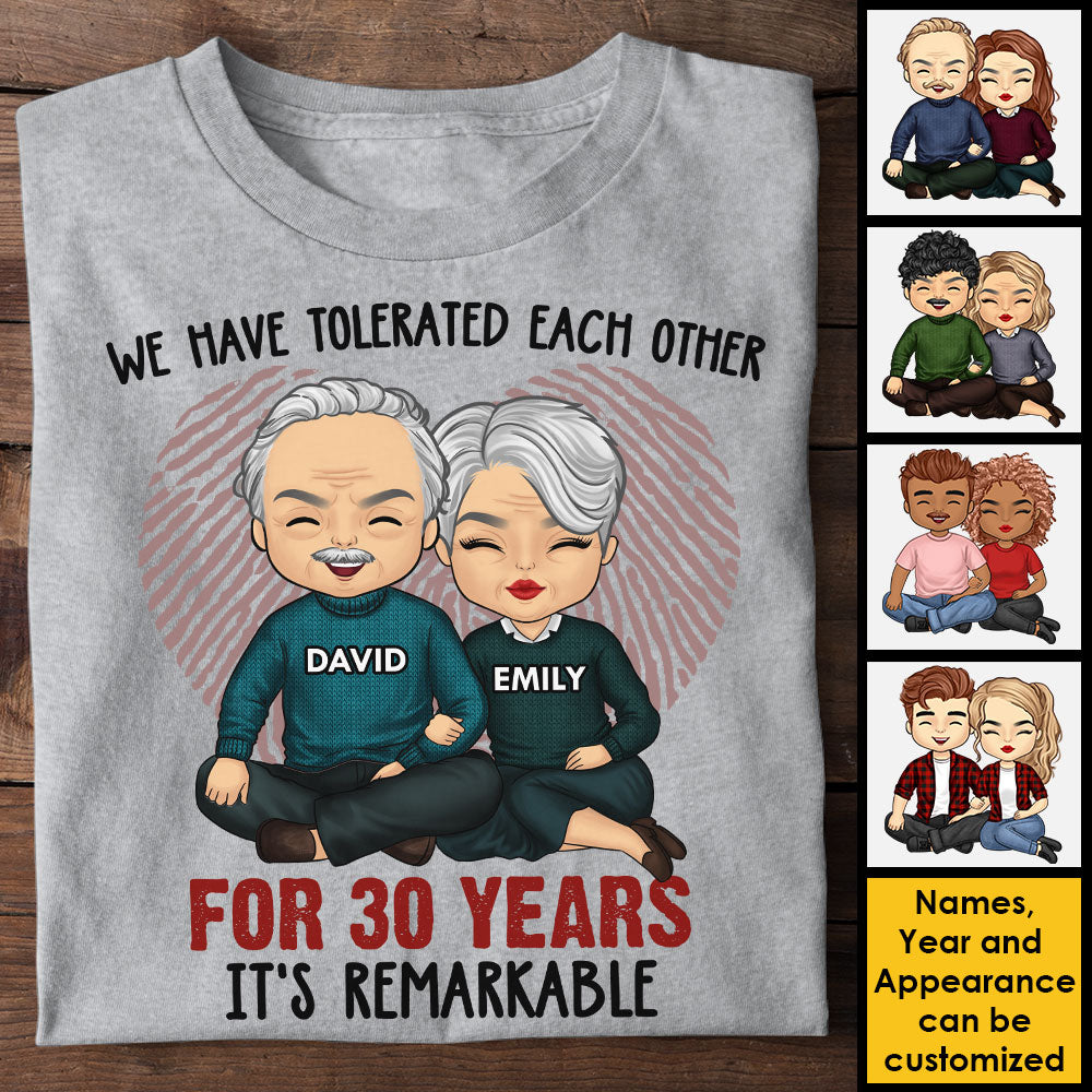Nous nous tolérons depuis de nombreuses années - T-shirt unisexe personnalisé, sweat à capuche, sweat-shirt - Cadeau pour couple, mari, femme, anniversaire, fiançailles, mariage, cadeau de mariage