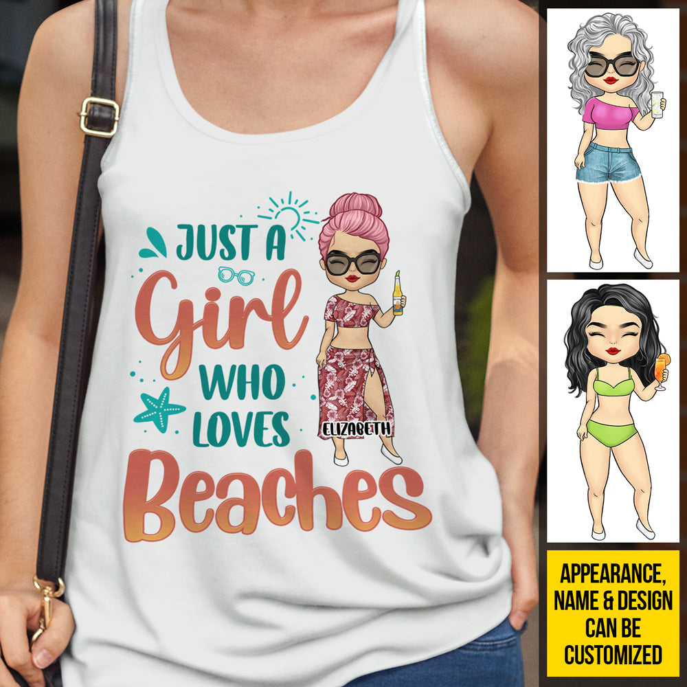 Juste une fille qui aime la plage - Débardeur dos nageur personnalisé - Cadeau pour meilleure amie