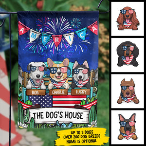 America The Dog's House - 4th Of July Decoration - Personalized Dog Flag.