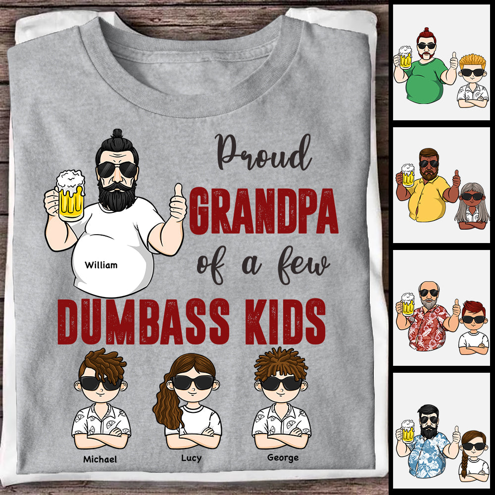 Fier papa d'enfants stupides - T-shirt et sweat à capuche unisexe personnalisé - Cadeau pour papa et grand-père