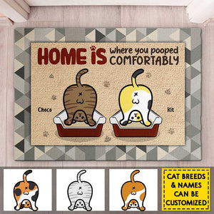 La maison est là où vous avez fait caca confortablement - Tapis décoratif personnalisé - Cadeau pour les amoureux des animaux, les propriétaires d'animaux, cadeau pour animaux de compagnie