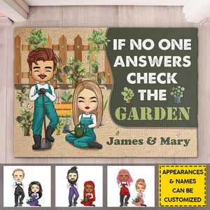 Si personne ne répond, vérifiez le jardin ! Tapis décoratif personnalisé ! Cadeau pour couples et amateurs de jardinage