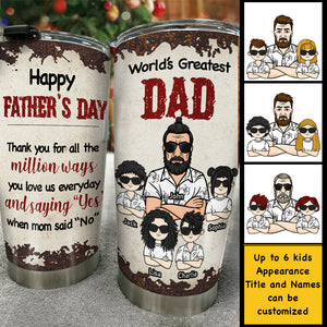 Merci pour tous les millions de façons - Gobelet personnalisé - Cadeau pour papa, cadeau pour la fête des pères