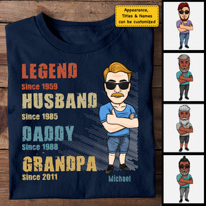 Légende Mari Papa Grand-père - T-shirt unisexe personnalisé, sweat à capuche - Cadeau pour papa, grand-père