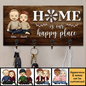 La maison est notre endroit heureux - Porte-clés personnalisé, porte-clés - Cadeau pour couples, mari et femme