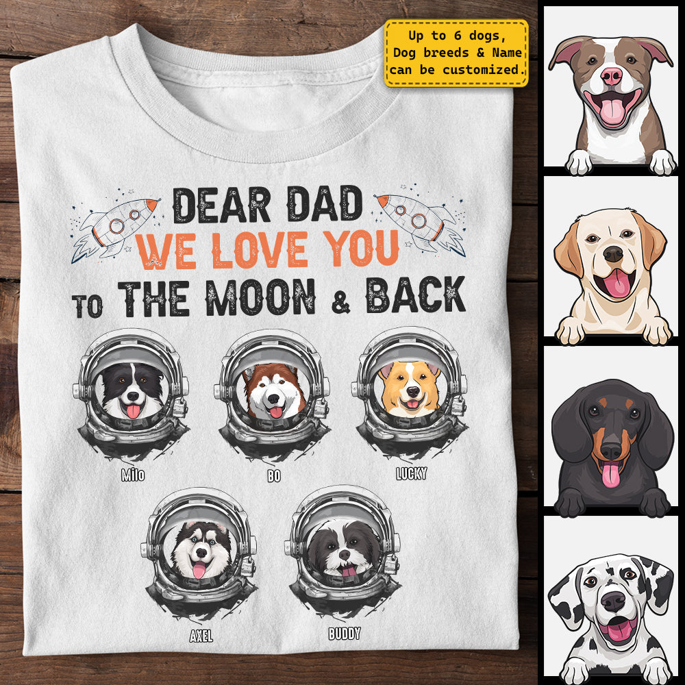 T-shirt et sweat à capuche unisexe personnalisé « Love Dad To The Moon &amp; Back » – Cadeau pour les amoureux des animaux