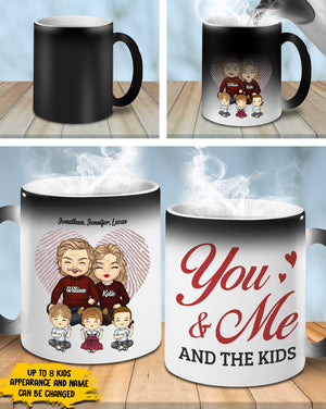 Toi, moi et les enfants - Mug personnalisé à couleur changeante - Cadeau pour couple, mari et femme