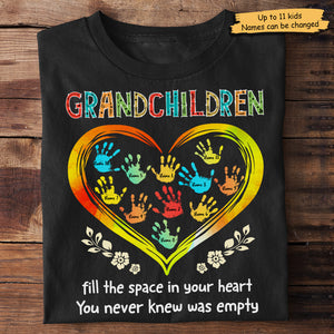 Grandchildren Fill The Space In Your Heart - Gift for Grandma, Personalized Unisex T-Shirt, Hoodie.