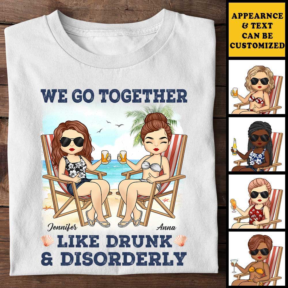 Meilleurs amis ensemble, ivres et désordonnés - T-shirt unisexe personnalisé - Cadeau pour meilleur ami