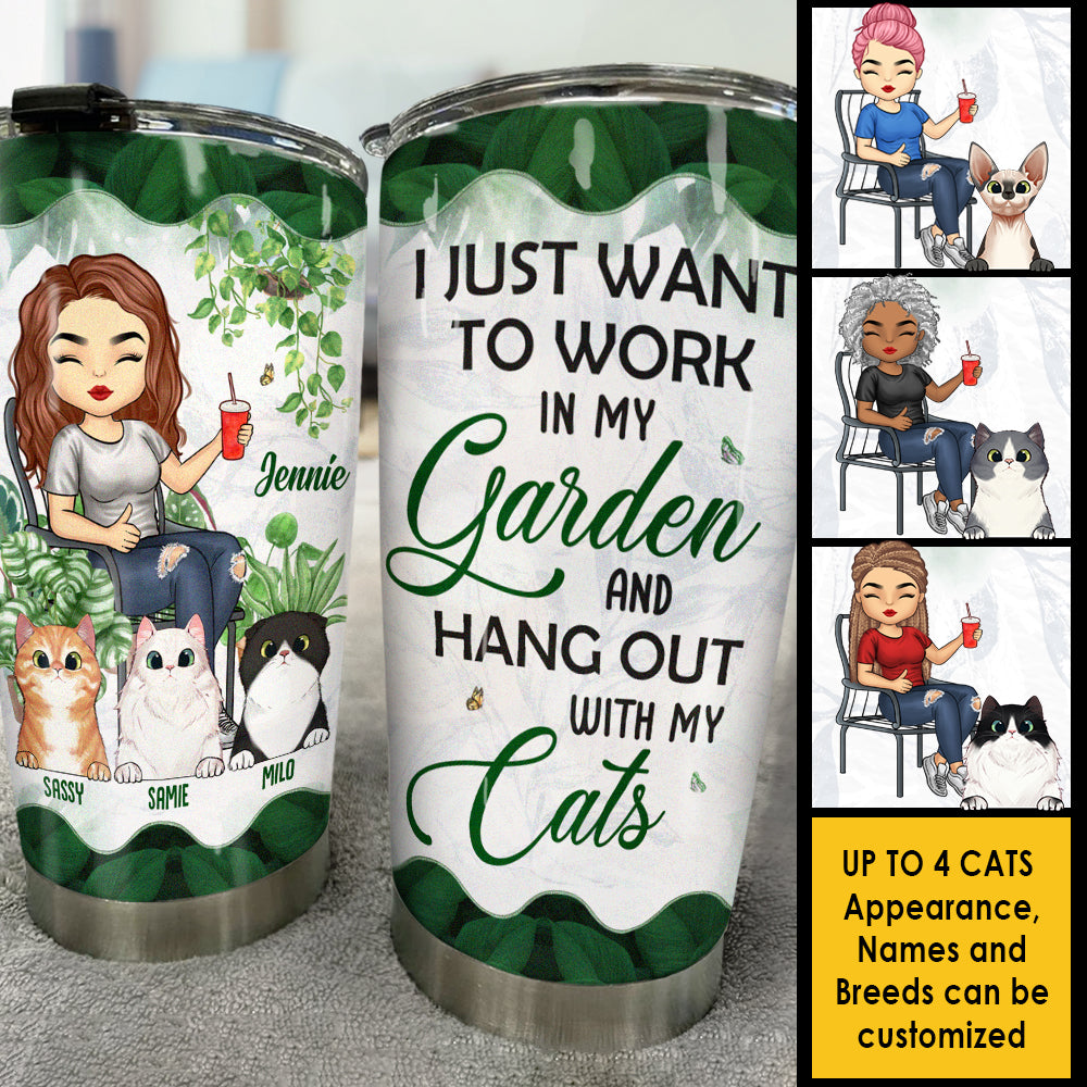 Passez du temps avec les chats - Gobelet personnalisé - Cadeau pour les amateurs de jardinage