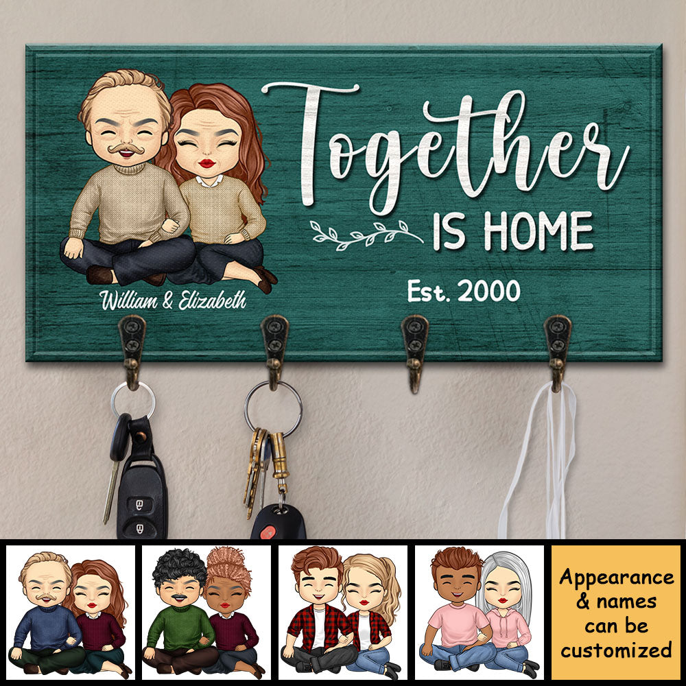 Ensemble, c'est la maison - Porte-clés personnalisé, porte-clés - Cadeau pour couple, mari et femme