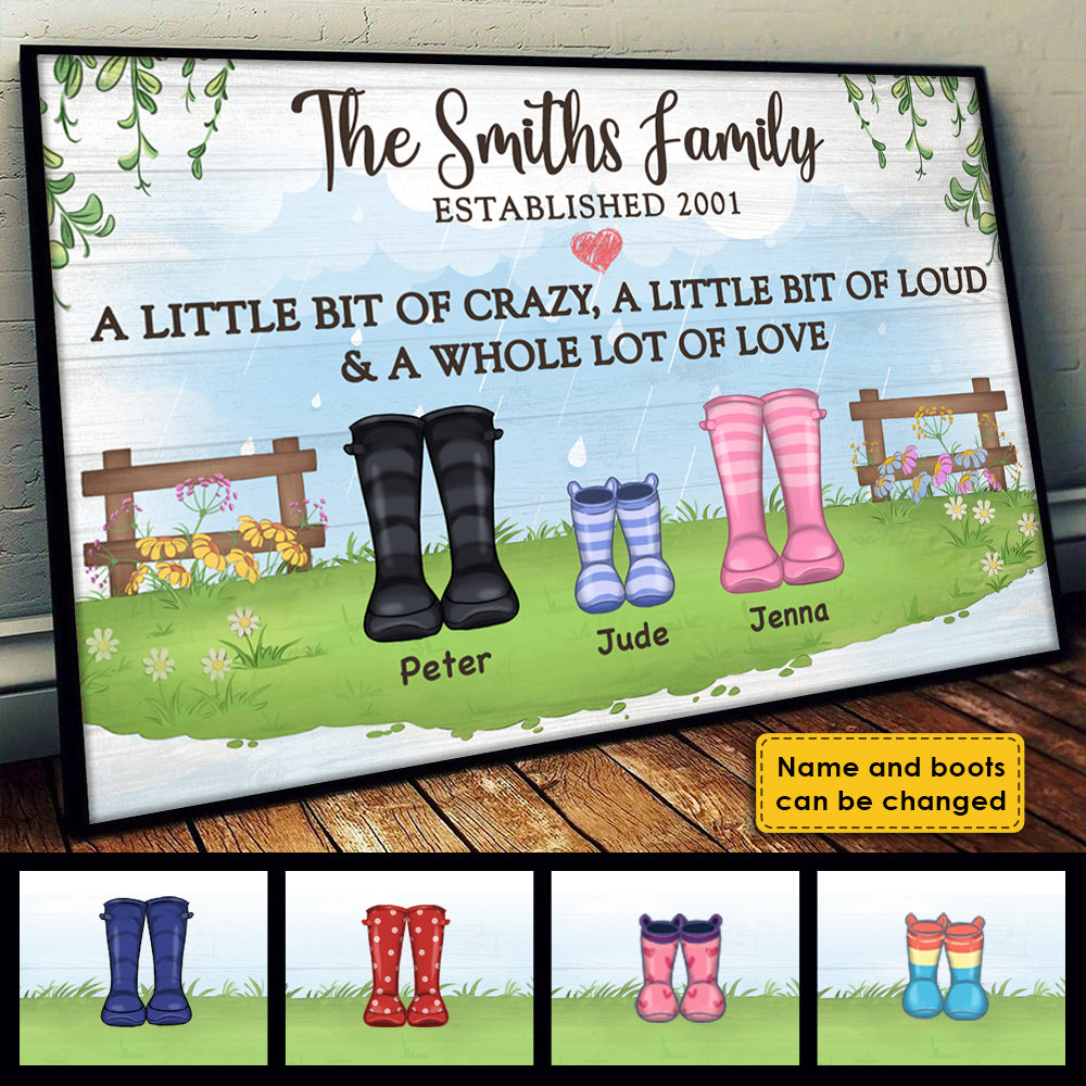 A Little Bit Of Crazy, A Little Bit Of Loud & A Whole Lot Of Love - Personalized Horizontal Poster.
