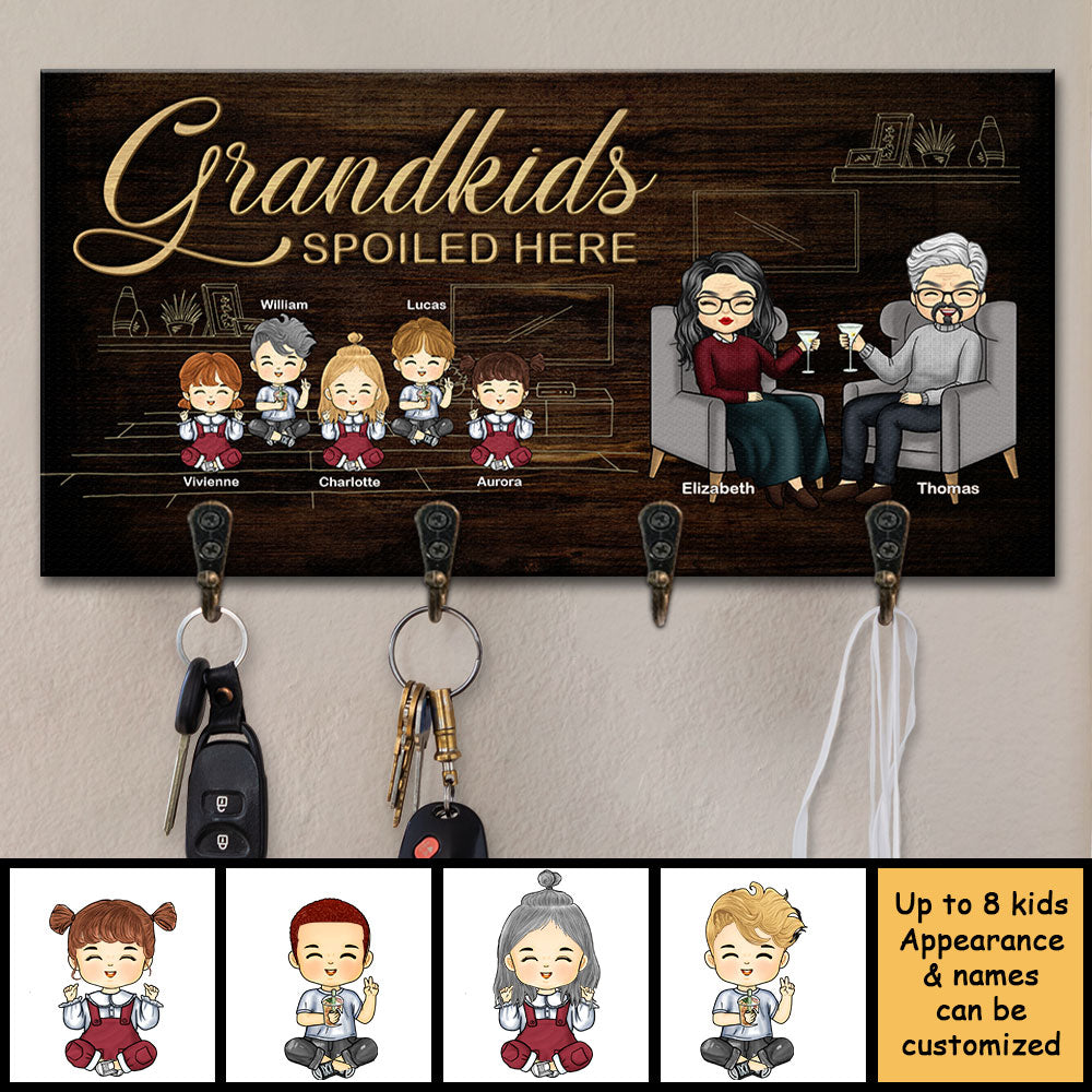 Nos petits-enfants sont gâtés ici ! Porte-clés personnalisé, porte-clés ! Cadeau pour couple, mari et femme