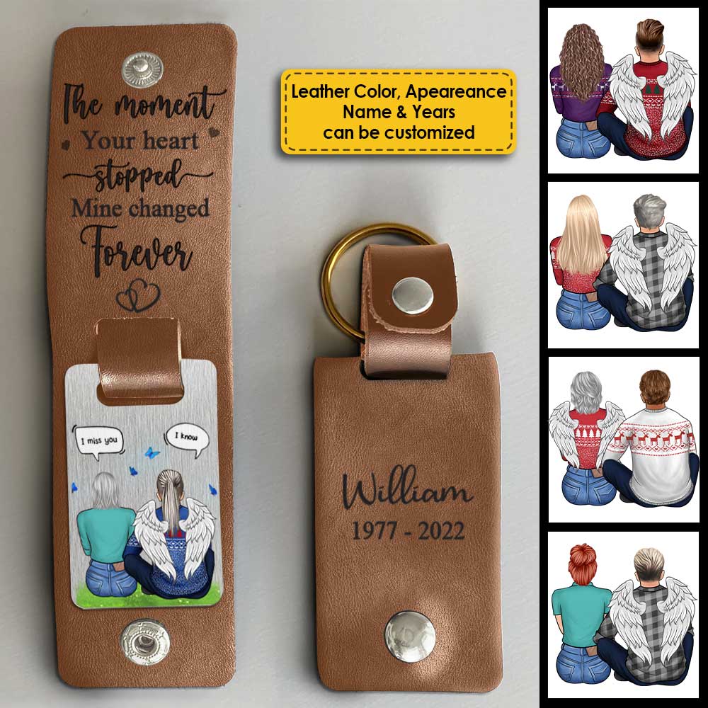 Votre perte a changé mon cœur - Porte-clés personnalisé en cuir PU - Cadeau commémoratif, cadeau de condoléances