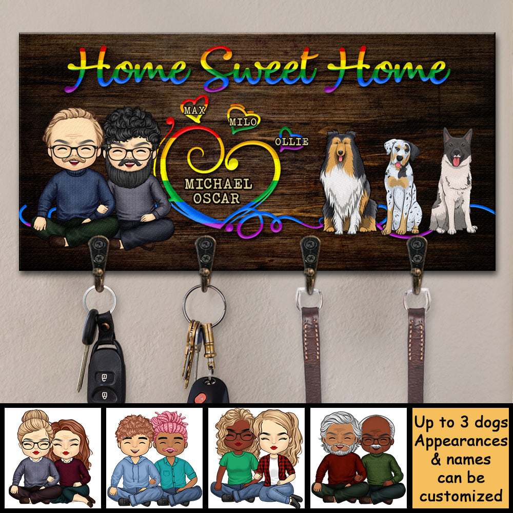 Sweet Home & Our Dogs - Personalized Key Hanger, Key Holder - Gift For Couples, Husband Wife, Pet Lovers