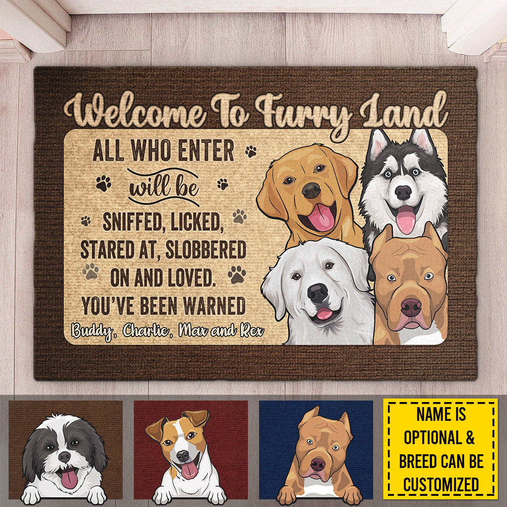 Bienvenue au pays des fourrures, vous avez été prévenu ! Tapis décoratif personnalisé ! Cadeau pour les amoureux des chiens, propriétaires de chiens, cadeau pour chien, cadeau pour les amoureux des animaux