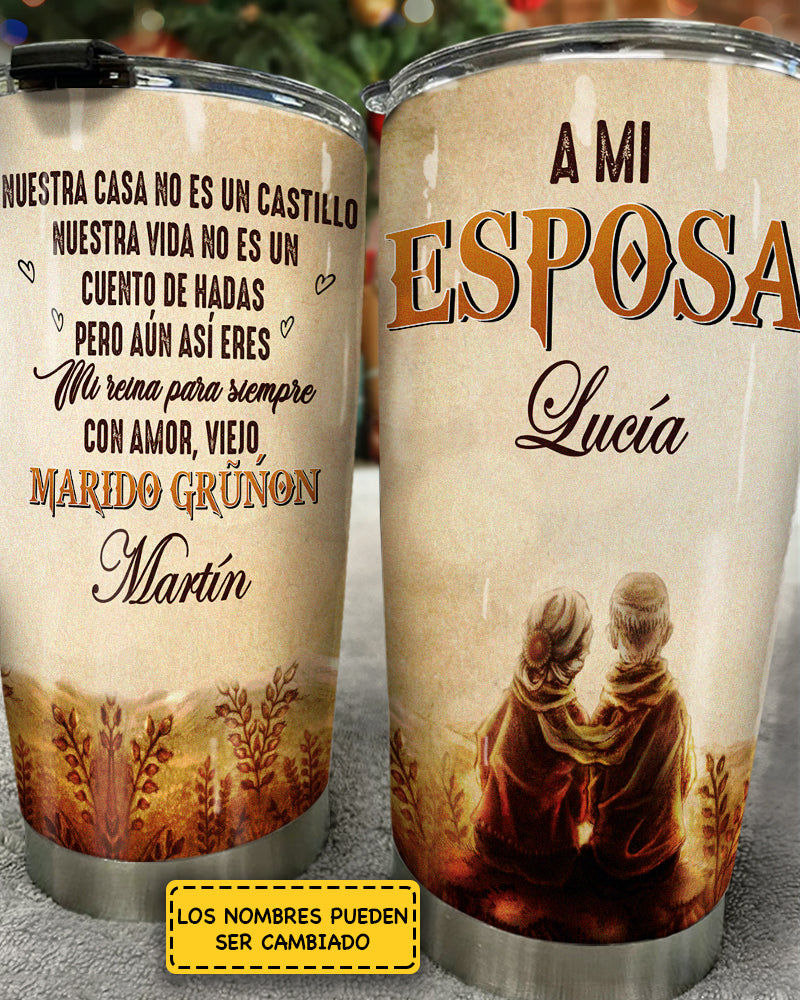 A Mi Esposa - Eres Mi Reina Para Siempre - Cadeau pour les couples, mari femme - Tumbler personnalisé espagnol 