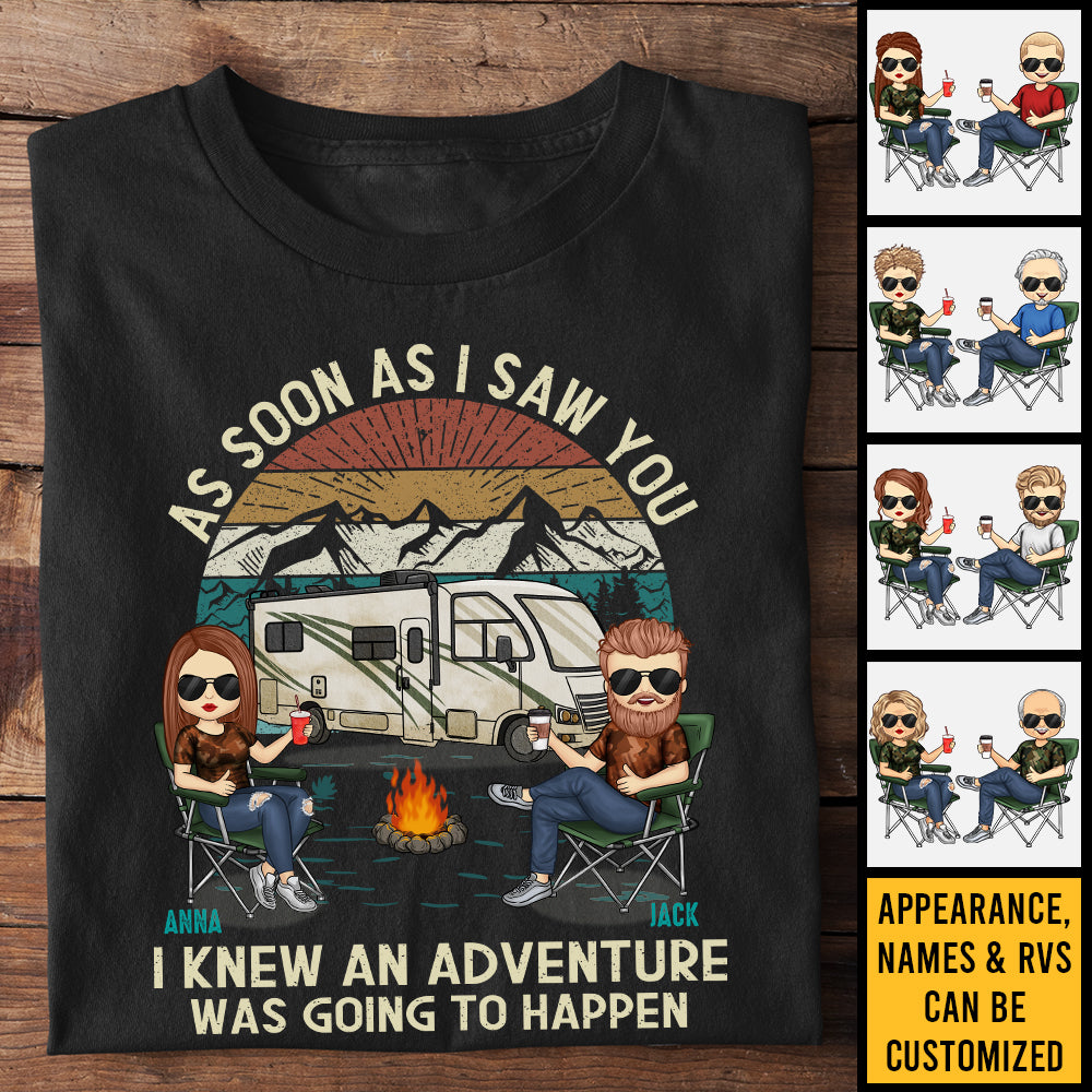 Dès que je t'ai vu - T-shirt unisexe personnalisé, sweat à capuche, sweat-shirt - Cadeau pour couple, mari, femme, anniversaire, fiançailles, mariage, mariage, cadeau de camping