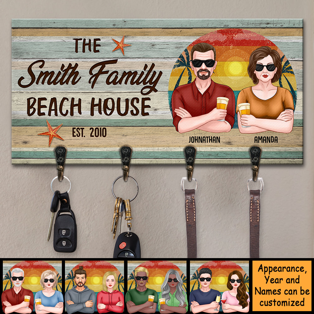 La maison familiale de plage - Porte-clés personnalisé, porte-clés - Cadeau pour couple, mari et femme