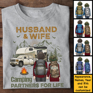 Partenaires de camping pour la vie - T-shirt unisexe personnalisé, sweat à capuche, sweat-shirt - Cadeau pour couple, mari et femme, anniversaire, fiançailles, mariage, mariage, cadeau de camping