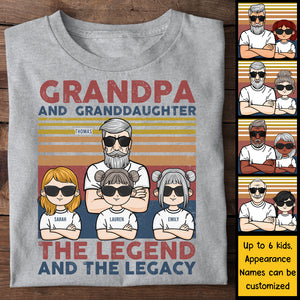 Grand-père et petite-fille, légende et héritage - T-shirt unisexe personnalisé, sweat à capuche - Cadeau pour papa, grand-père